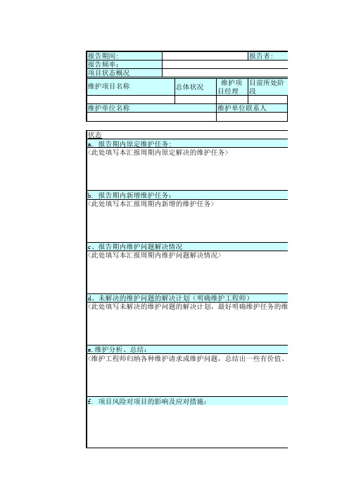 软件维护报告模板