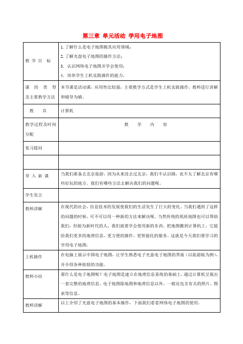 2018-2019学年高中地理 第3单元 产业活动与地理环境 单元活动 学用电子地图教学过程 鲁教版必修2