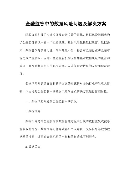 金融监管中的数据风险问题及解决方案