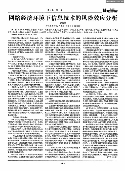 网络经济环境下信息技术的风险效应分析