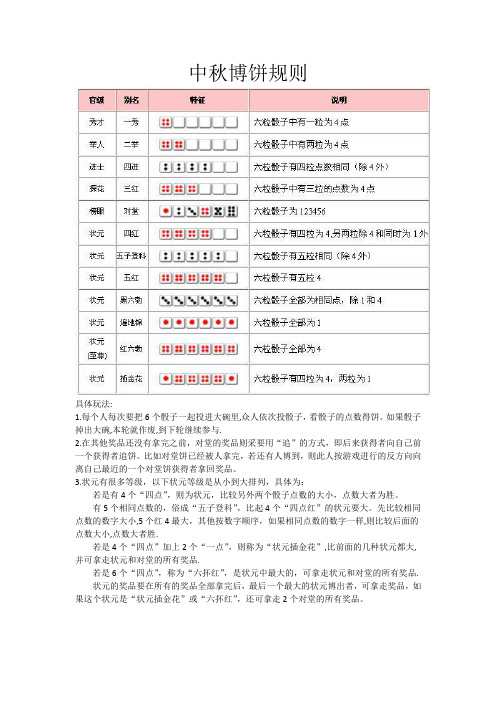中秋博饼规则