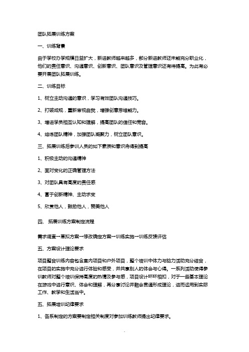 教师团队拓展训练建设要求