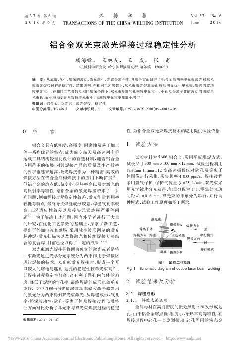 铝合金双光束激光焊接过程稳定性分析_杨海锋