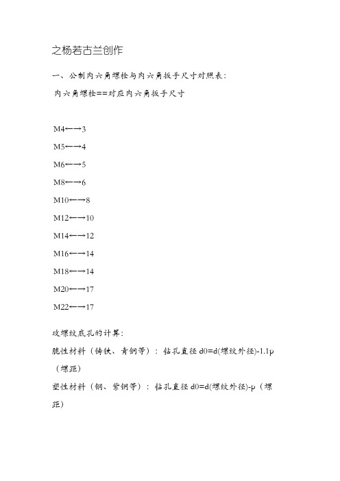 螺丝尺寸及扳手对照表-30对应梅花扳手