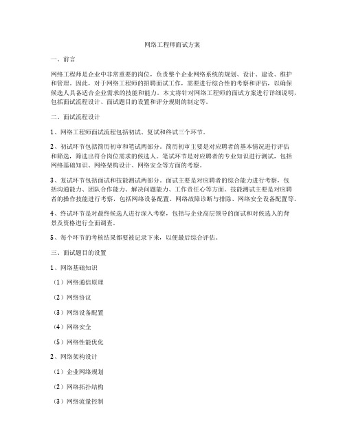 网络工程师面试方案