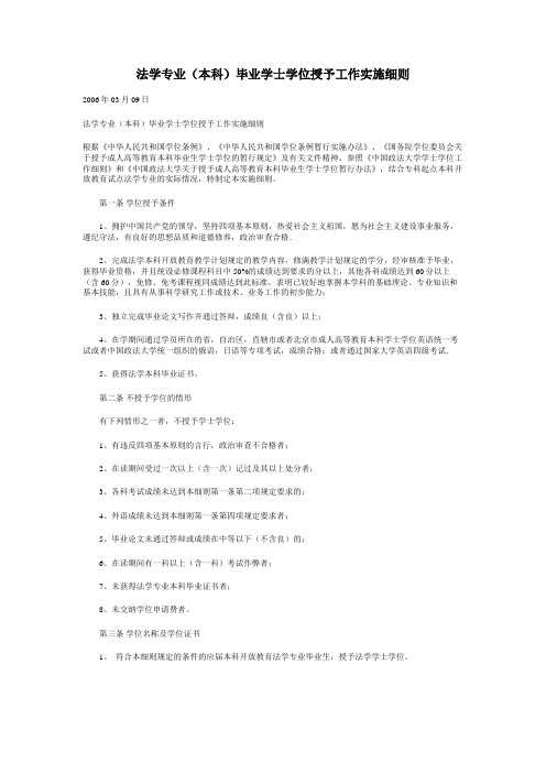 法学专业(本科)毕业学士学位授予工作实施细则