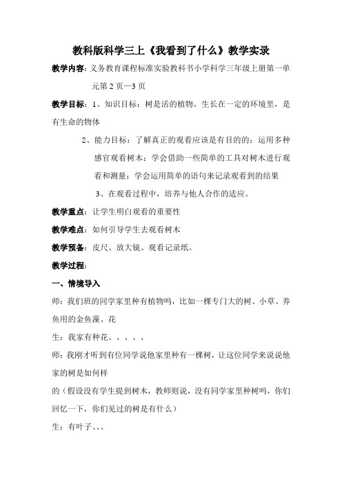 教科版科学三上《我看到了什么》教学实录