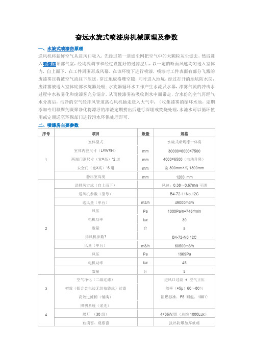 奋远水旋式喷漆房机械原理及参数