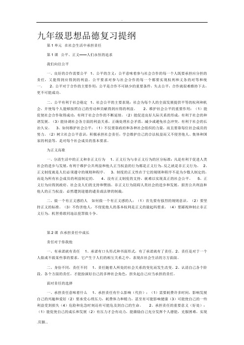 九年级思想品德复习提纲