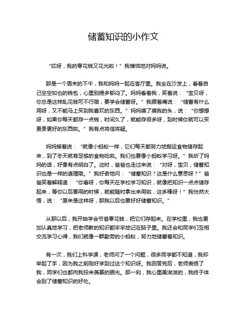 储蓄知识的小作文