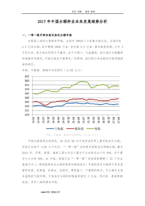 2018年我国水稻种业未来发展趋势分析报告