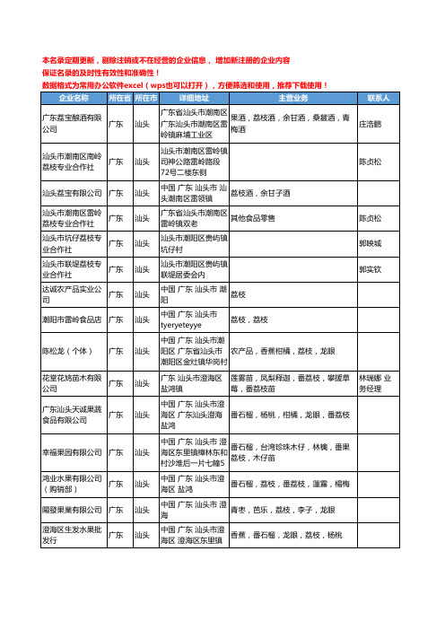 2020新版广东省汕头荔枝工商企业公司名录名单黄页大全23家