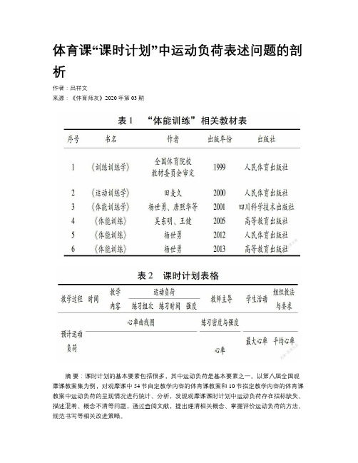 体育课“课时计划”中运动负荷表述问题的剖析