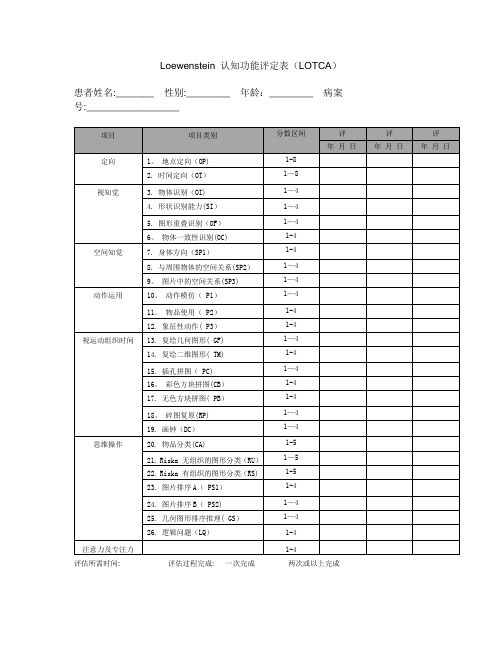 Loewenstein 认知功能评定表(LOTCA)