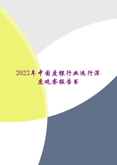 2022年中国度银行业运行深度观察报告书