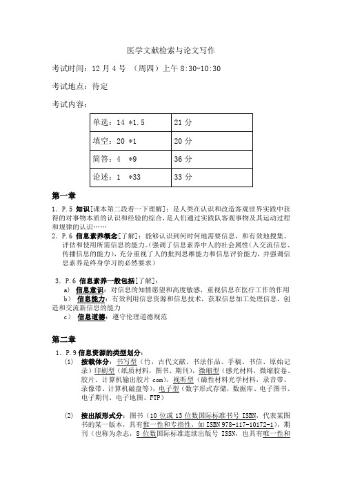 文献检索考试重点总结