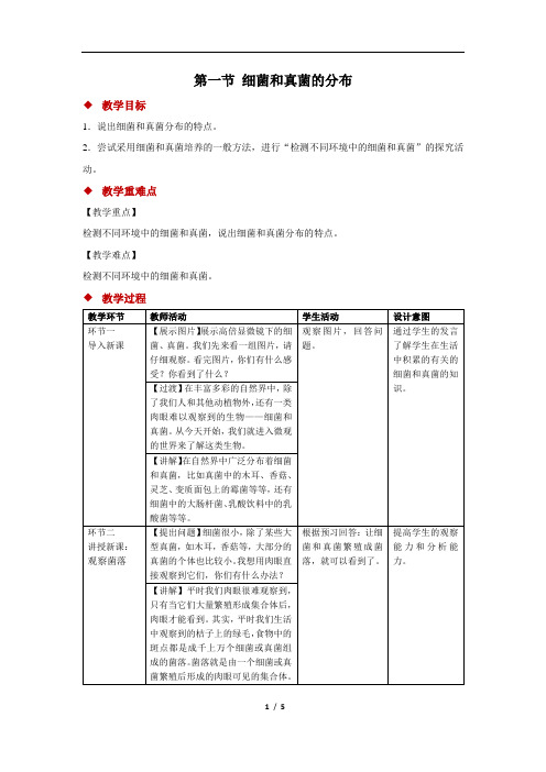 第一节细菌和真菌的分布教案人教版八年级上册生物