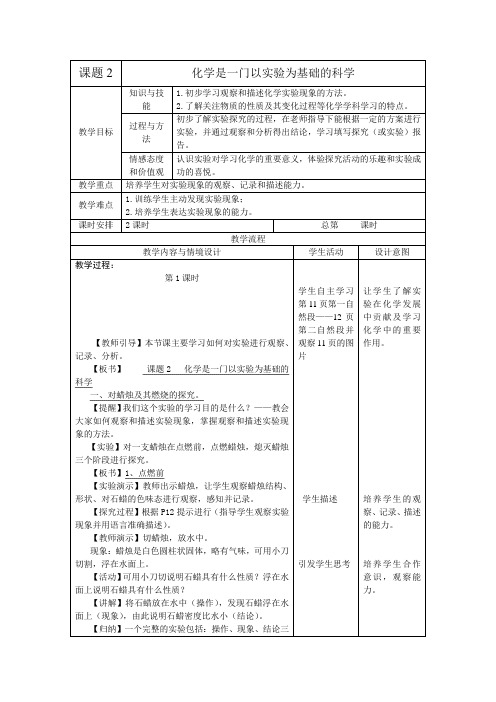 1.2化学是一门以实验为基础的科学