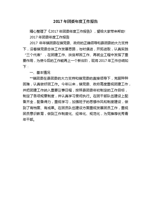 2017年团委年度工作报告