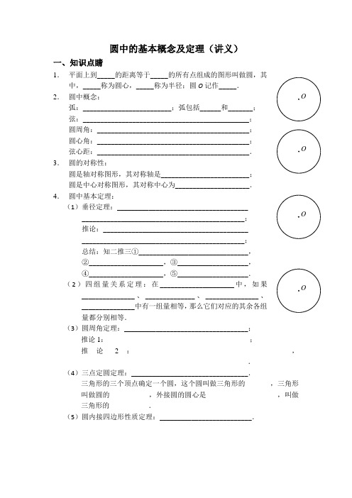 圆的性质及其应用单元讲义