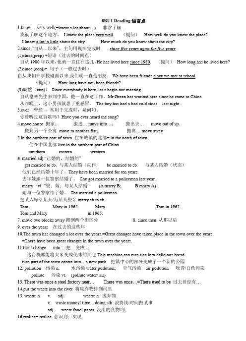 八年级下册英语(苏教版八年级)8bu1 reading语言点讲课稿