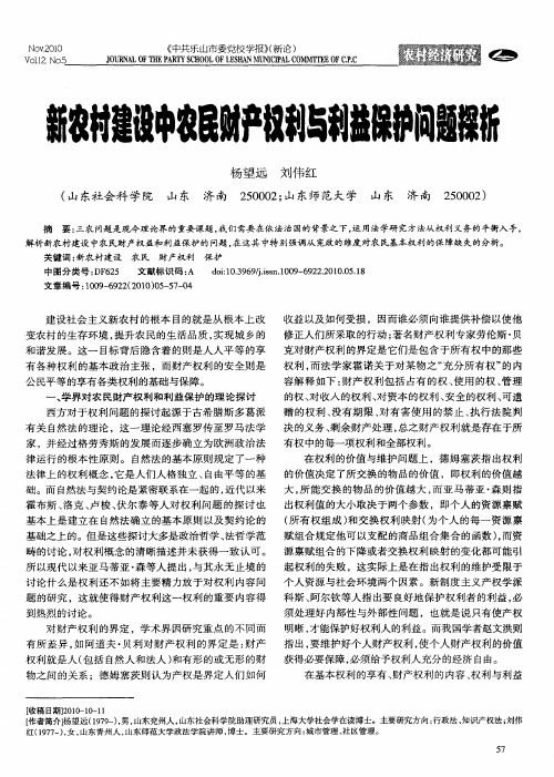 新农村建设中农民财产权利与利益保护问题探析