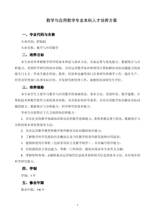 数学与应用数学专业本科人才培养方案-长春理工大学理学院