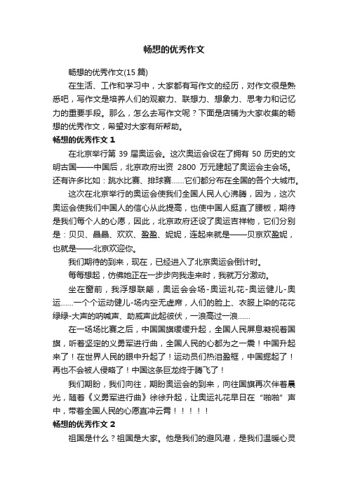 畅想的优秀作文
