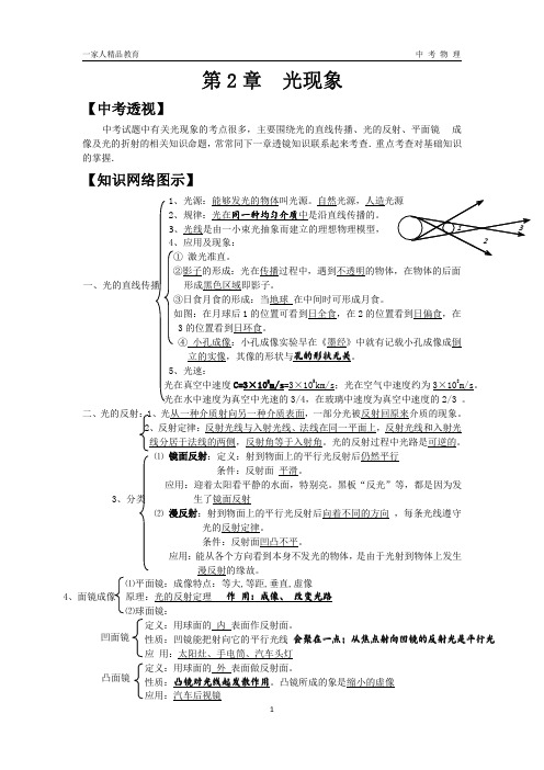 教案-第2章-光现象-中考专题