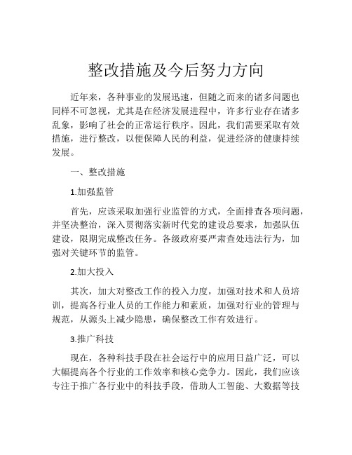 整改措施及今后努力方向