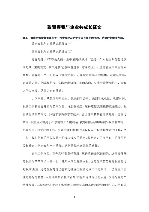 致青春我与企业共成长征文