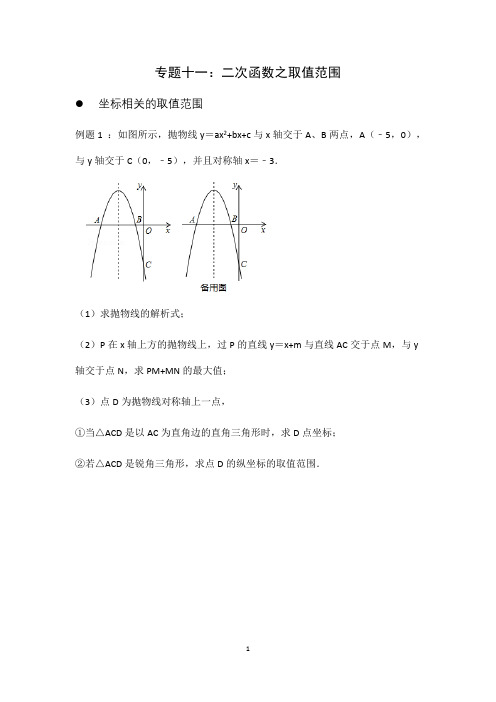 二次函数——取值范围