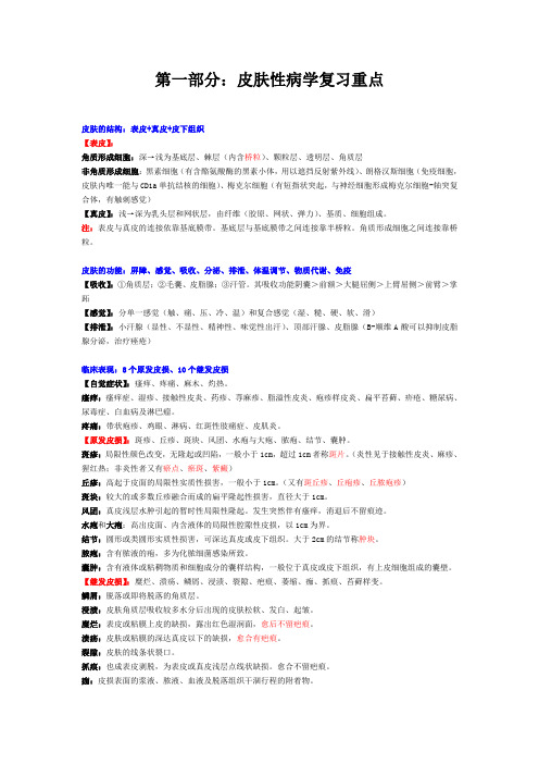 皮肤性病学复习重点+名解+简答