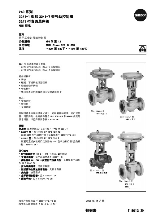 3241-1型和3241-7型气动控制阀