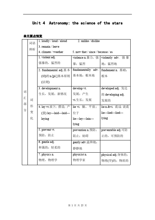 (完整版)人教版高中英语必修三unit4知识点汇总及练习(最新整理)