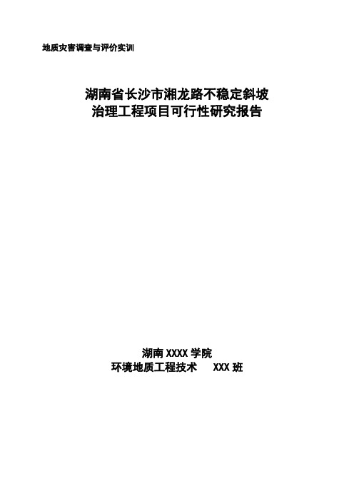 湖南省长沙市湘龙路崩塌与滑坡治理工程项目可行性研究报告