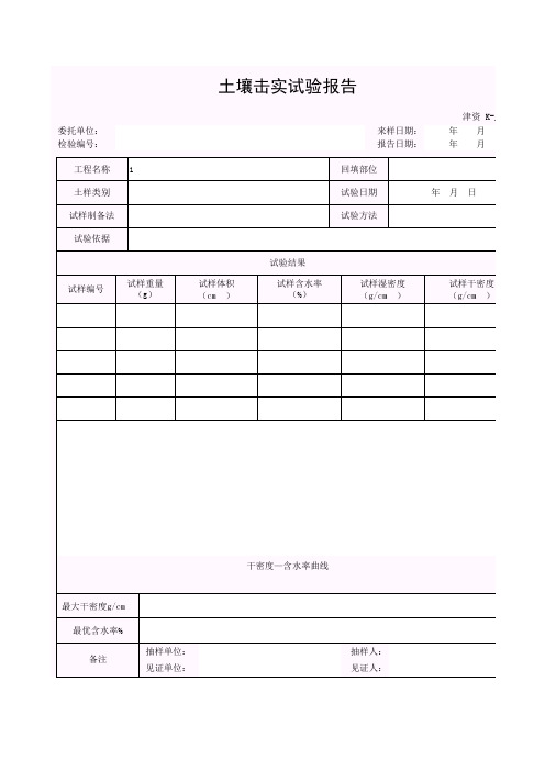 【工程表格模板】土壤击实试验报告