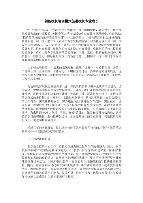 创新校长培训模式促进校长专业成长