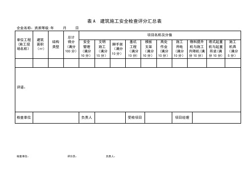 建筑施工安全检查评分表汇总表(新版)