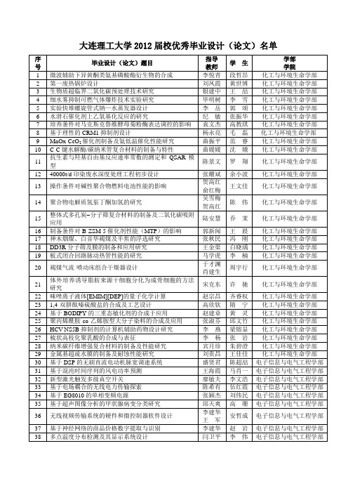 2012届校优秀毕业设计论文-大连理工大学教务处