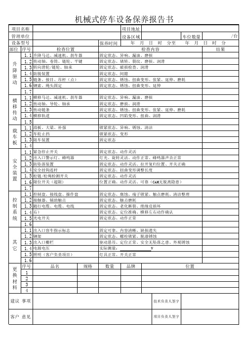 《停车设备巡检记录单》