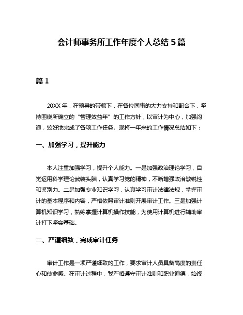 会计师事务所工作年度个人总结5篇