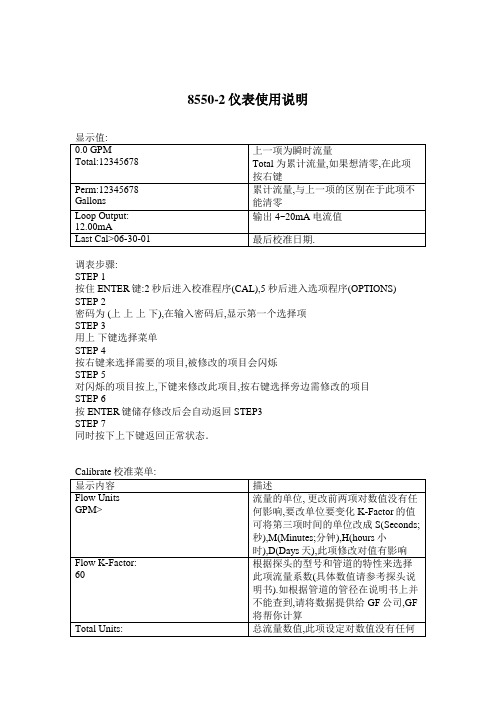 GF流量计调试中文说明书