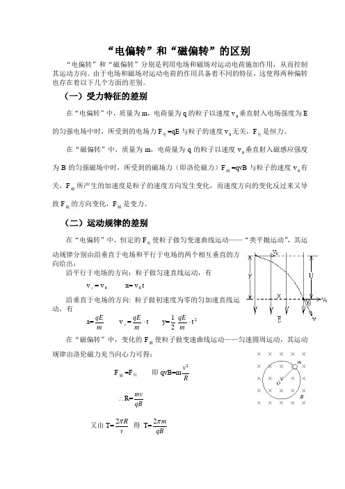 高三物理“电偏转”和“磁偏转”的区别