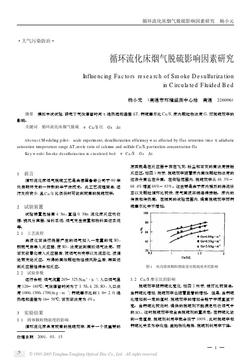 循环流化床烟气脱硫影响因素研究