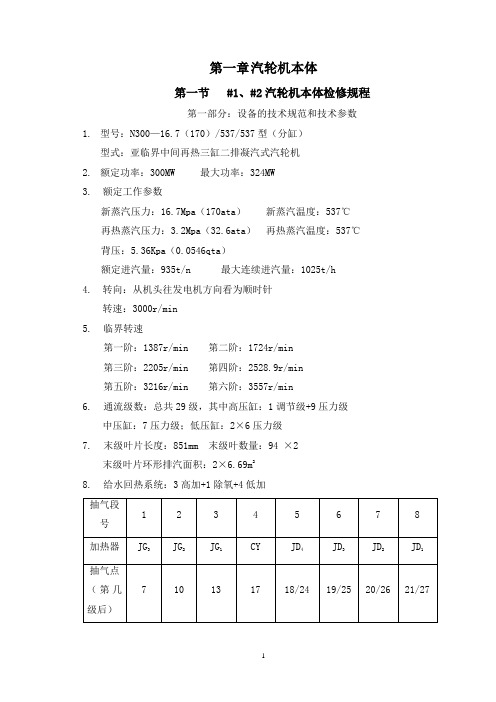 300MW汽轮机本体检修规程