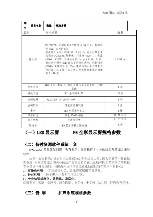 一LED显示屏P6全彩显示屏规格参数