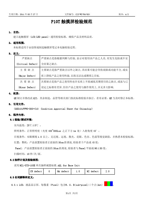 触摸屏检验规范(084)A2