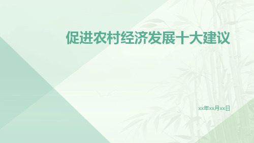 促进农村经济发展十大建议