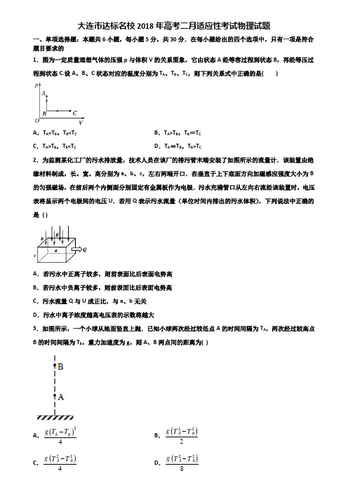 大连市达标名校2018年高考二月适应性考试物理试题含解析